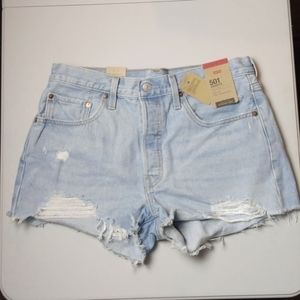 NWT Levi's Button Fly 501 Distressed Cut Off High Rise Frayed Shorts Women's 31